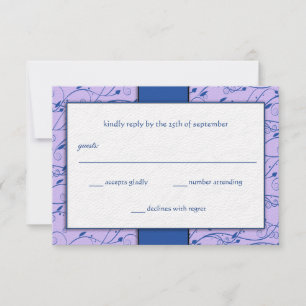 Invitation Monogram Royal Blue Lilac Swirl Wedding RSVP