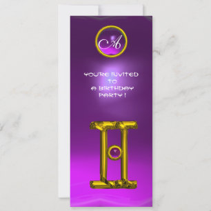 Invitation MONOGRAMME ALEXANDRITE GEMINI, améthyste jaune vif