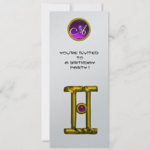 Invitation MONOGRAMME ALEXANDRITE GEMINI, améthyste jaune vif