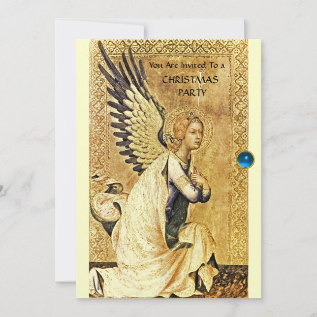 Invitation MONOGRAMME ANGEL ANNONCIÉ, Sapphire Bleu, Or (Devant)