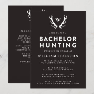 Invitation Monogramme Antlers Chasse Bachelor Party Invitatio