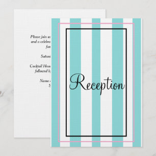 Invitation Monogramme argenté bandes bleues blanches roses ré