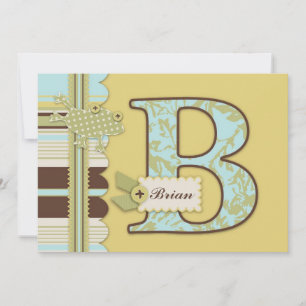 Invitation Monogramme avec grenouille et Baby shower d'impres