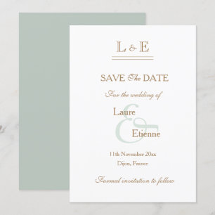 Invitation Monogramme Blanc Sage Or Ampersand Enregistrer La 