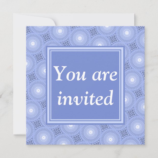 Invitation Monogramme bleu cercles motif (Devant)