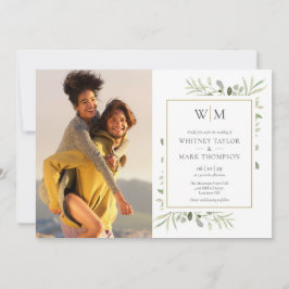 Invitation Monogramme Botanical Greenery Mariage photo