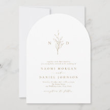Monogramme botanique simple or mariage rustique