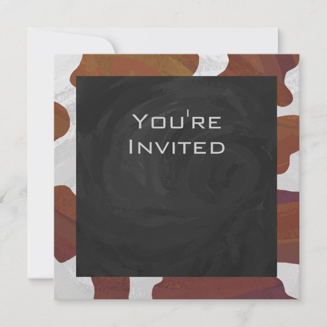 Invitation Monogramme Brown et blanc de vache (Devant)