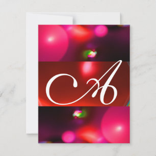 Invitation MONOGRAMME BULLE QUANTIQUE rouge noir rose
