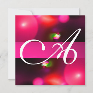 Invitation MONOGRAMME BULLE QUANTIQUE rouge rose