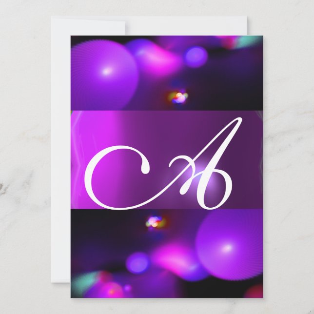 Invitation MONOGRAMME BULLE QUANTIQUE violet (Devant)