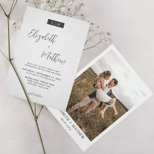 Invitation Monogramme calligraphie minimaliste Mariage photo