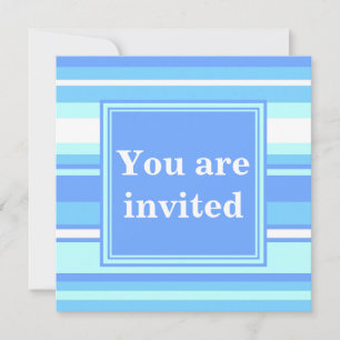 Invitation Monogramme ciel bandes bleues