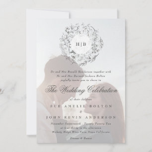 Invitation Monogramme Classique Botanique Florales Mariage