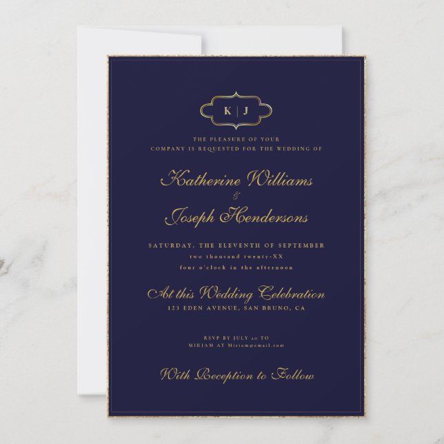 INVITATION MONOGRAMME CLASSIQUE ET MARIAGE DE CALLIGRAPHIE RO (Devant)