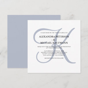 Invitation Monogramme classique moderne Dusty Blue Mariage