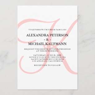 Invitation Monogramme classique moderne vertical en Mariage r