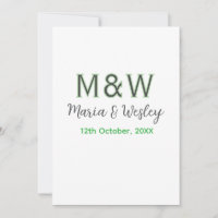 Monogramme couple gris vert moderne romantique dat