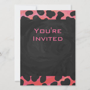 Invitation Monogramme Dalmatien Noir et Rouge