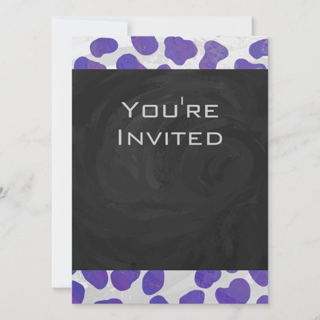 Invitation Monogramme Dalmatien violet et blanc (Devant)