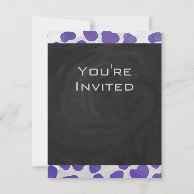 Invitation Monogramme Dalmatien violet et blanc (Devant)
