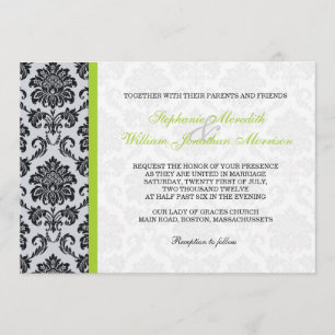 Invitation Monogramme Damask Vert