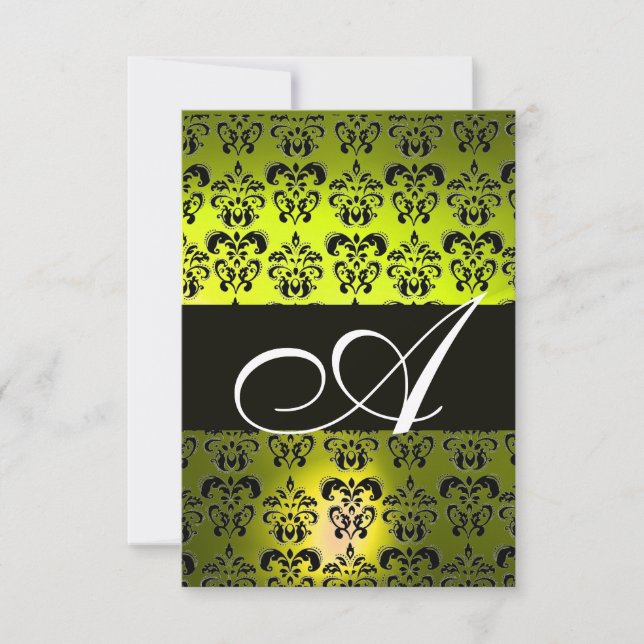 INVITATION MONOGRAMME DAMASSÉ JAUNE NOIR BLANC (Devant)
