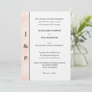 Invitation Monogramme d'aquarelle de couleur blanche minimali