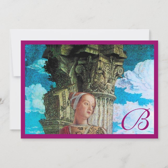 Invitation MONOGRAMME DE BEAUTÉ CLASSIQUE bleu violet d'antiq (Devant)