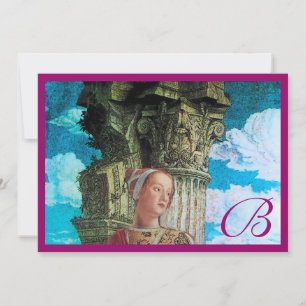 Invitation MONOGRAMME DE BEAUTÉ CLASSIQUE bleu violet d'antiq