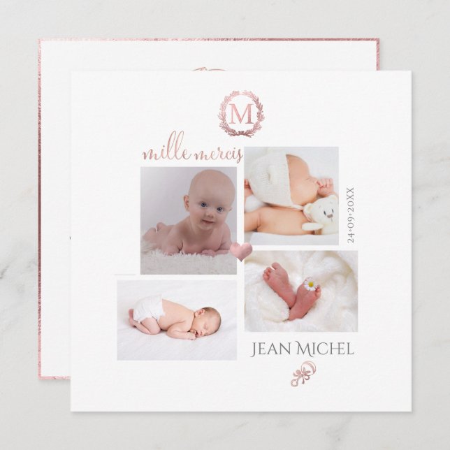 Invitation Monogramme de bricolage en D'or Remerciements (Devant / Derrière)