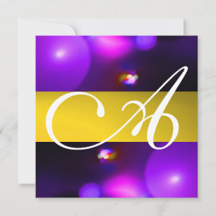 Invitation MONOGRAMME DE BULLE QUANTUME jaune violet