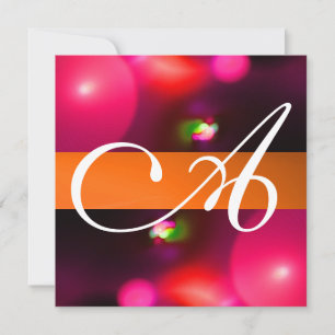 Invitation MONOGRAMME DE BULLE QUANTUME orange rouge