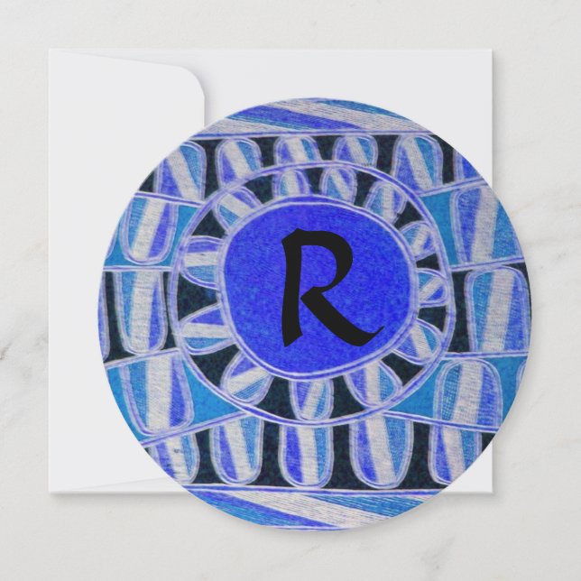 Invitation MONOGRAMME DE CERCLE D'ÉNERGIE SOLAIRE, Bleu Noir (Devant)