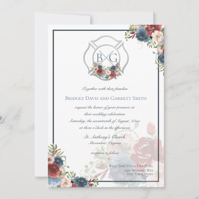 Invitation Monogramme de chasse aux incendies de la Bourgogne (Devant)