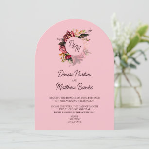 Invitation Monogramme de chrysanthème sur amande en fleurs ro