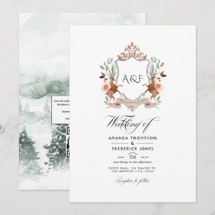 Invitation Monogramme de crête de Laurel Woodland Code QR Mar