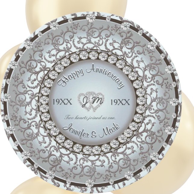 Invitation Monogramme de diamant d'anniversaire ornemental (Créateur téléchargé)