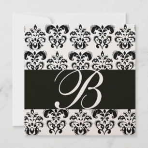 Invitation MONOGRAMME DE DOMMASQUES D'OR ET NOIR, blanc