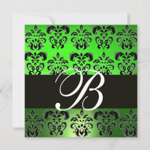 Invitation MONOGRAMME DE DOMMASQUES NOIR VERT, blanc