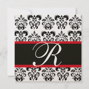 INVITATION MONOGRAMME DE DOMMASQUES ROUGES NOIR ET BLANC