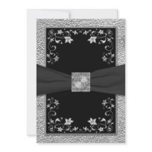 Invitation Monogramme de fleurs noires et d'eaux u