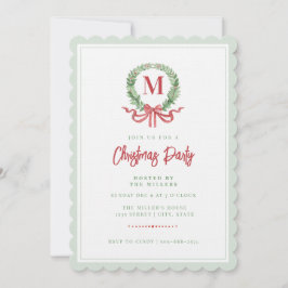 Invitation Monogramme de la couronne de Noël
