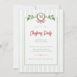 Invitation Monogramme de la couronne de Noël