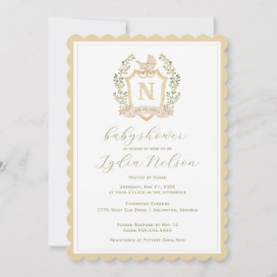Invitation Monogramme de la crête de bébé Baby shower neutr
