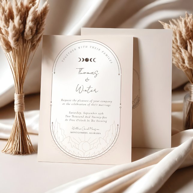 Invitation Monogramme de la lune et des étoiles célestes mini (Minimal Celestial Holistic Moon & Stars Monogram Invitation)