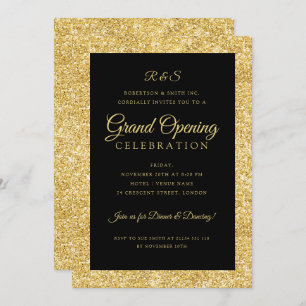 Invitation Monogramme de la Parties scintillant d'or d'ouvert