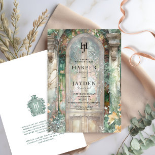 Invitation Monogramme de mariage à l'aquarelle Tons Terreux É