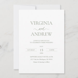 Invitation Monogramme de mariage bohème fleur sauvage vert sa