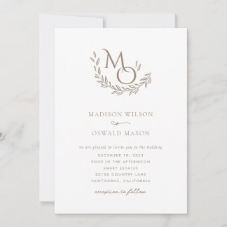 Invitation Monogramme de mariage élégant classique 